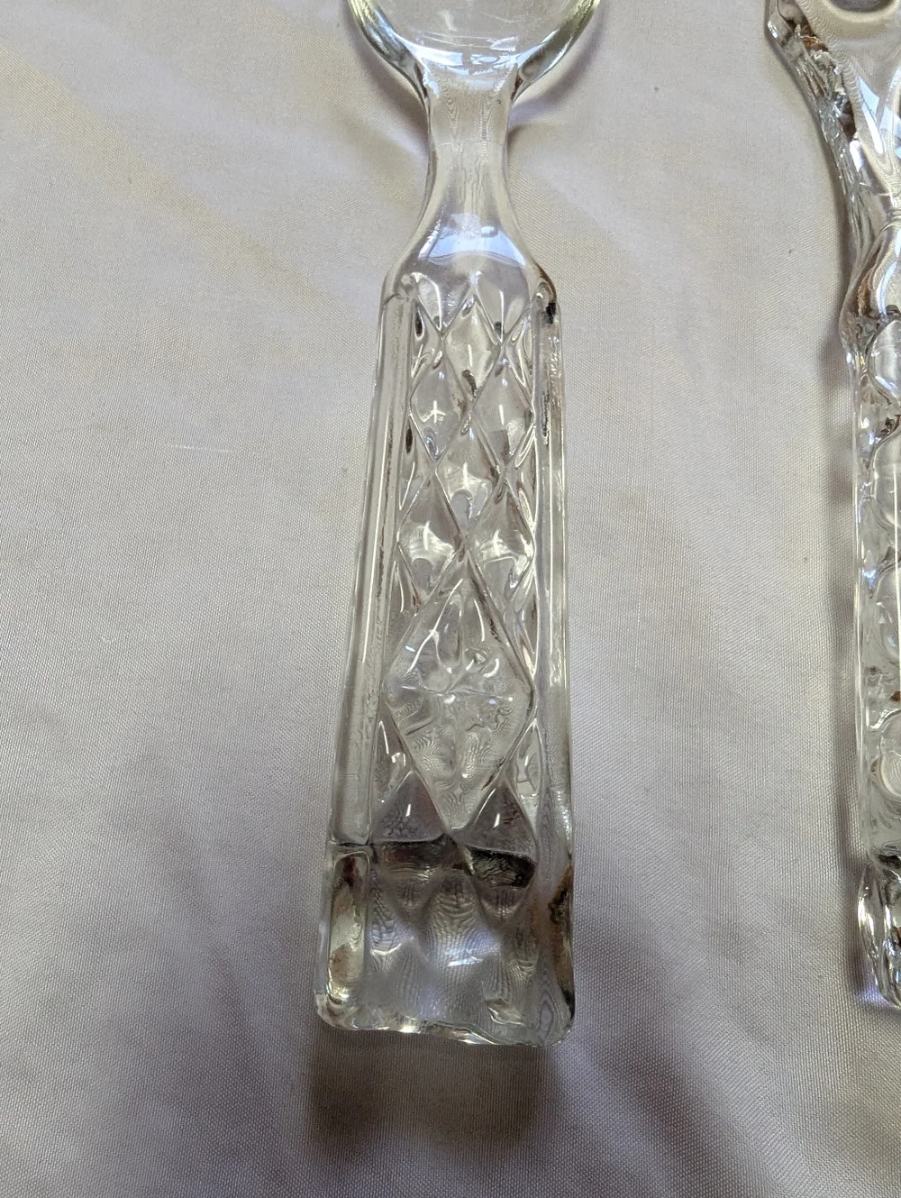 Anchor Hocking Wexford MCM Diamond Point Glass Serving Spoon & Fork Set 10